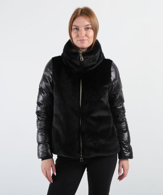 HERNO Long faux-fur down jacket