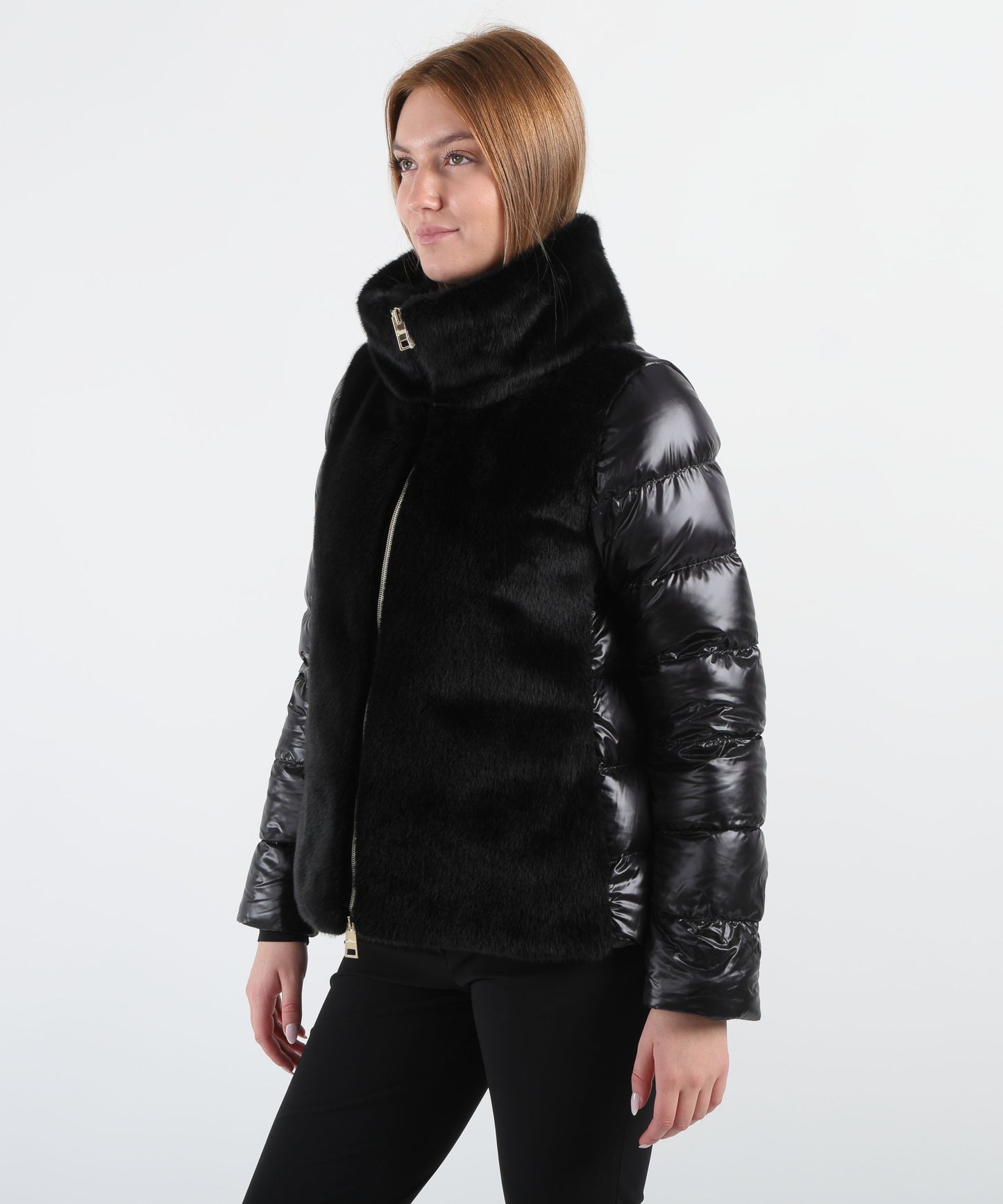 HERNO Long faux-fur down jacket
