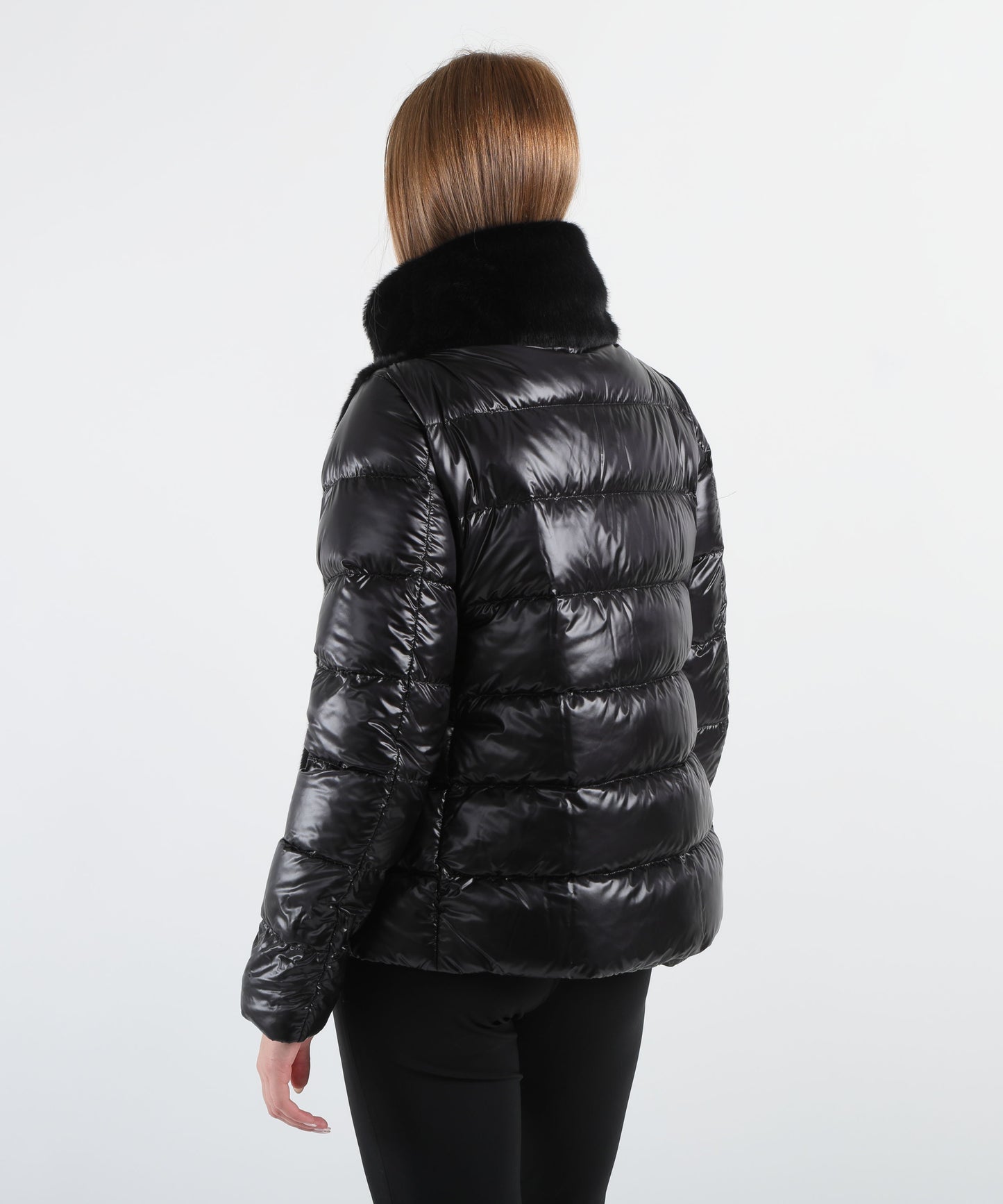HERNO Long faux-fur down jacket