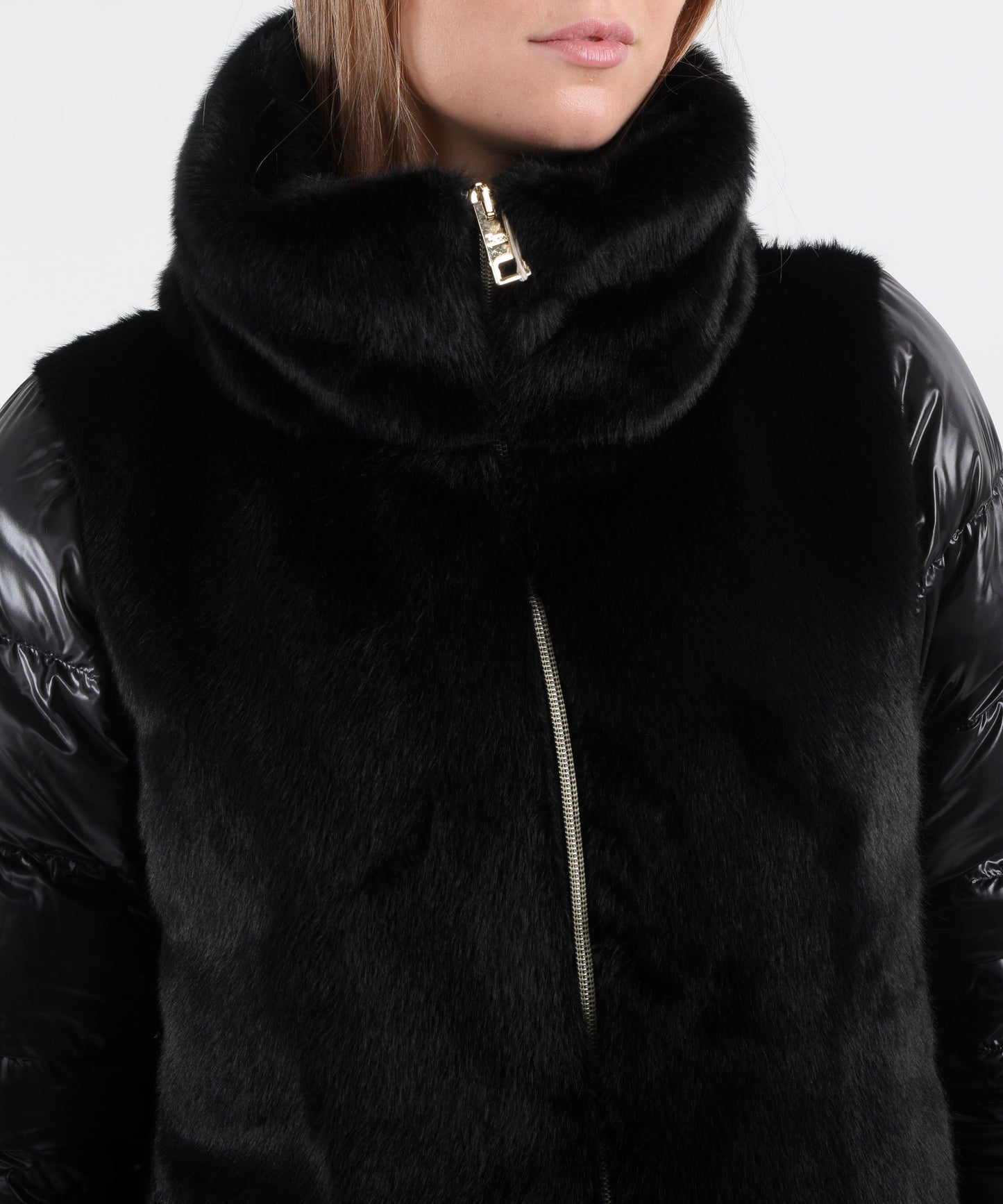 HERNO Long faux-fur down jacket