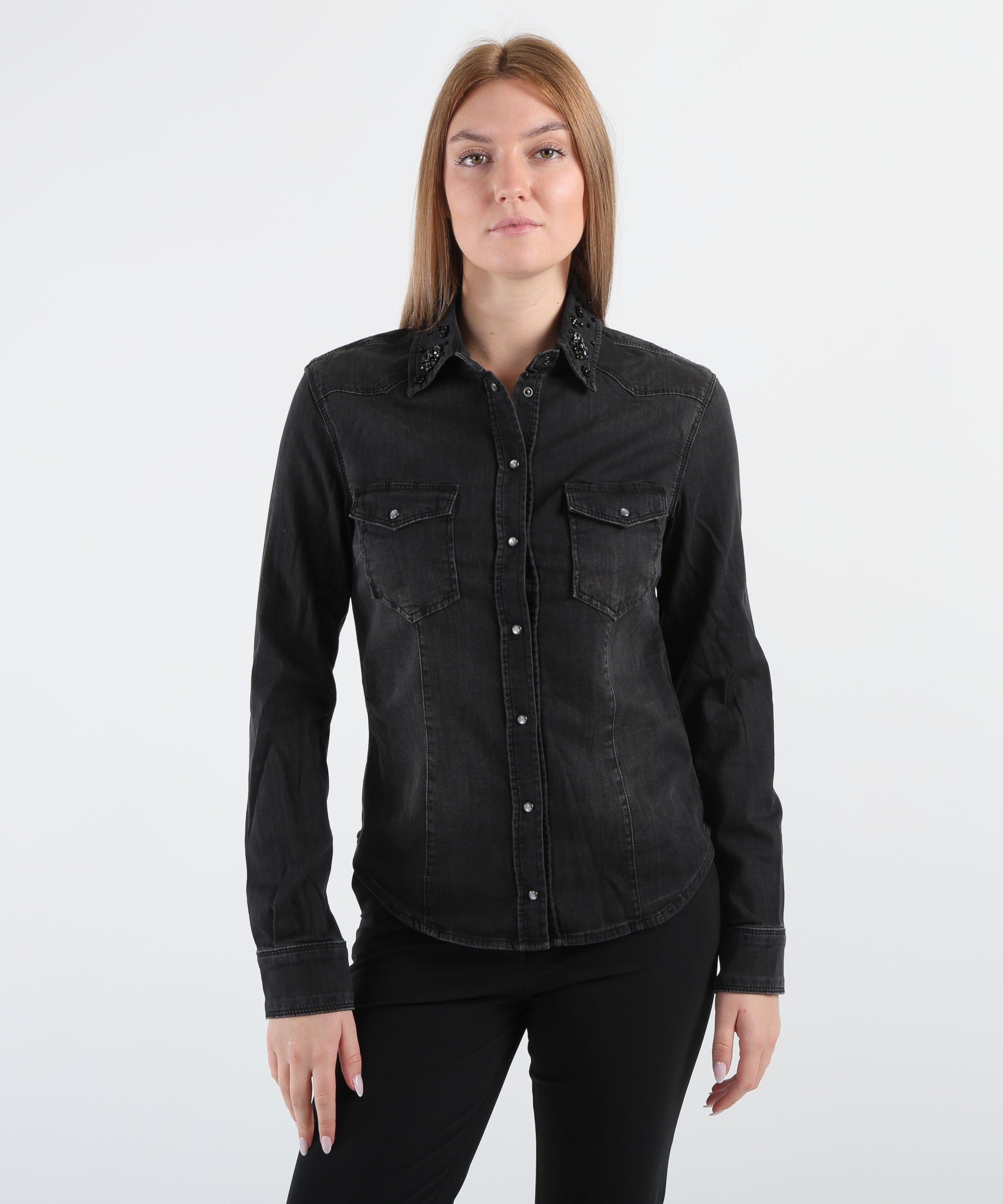 LIUJO denim Camicia in denim con strass