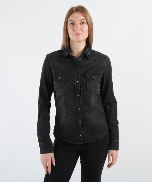 LIUJO denim Camicia in denim con strass