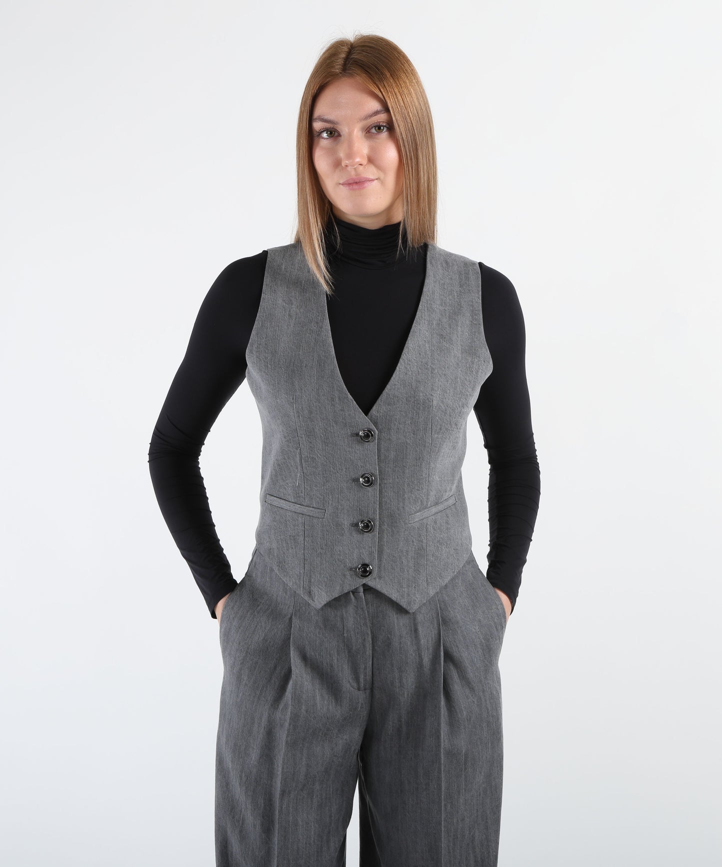LIUJO denim Gilet in denim grigio
