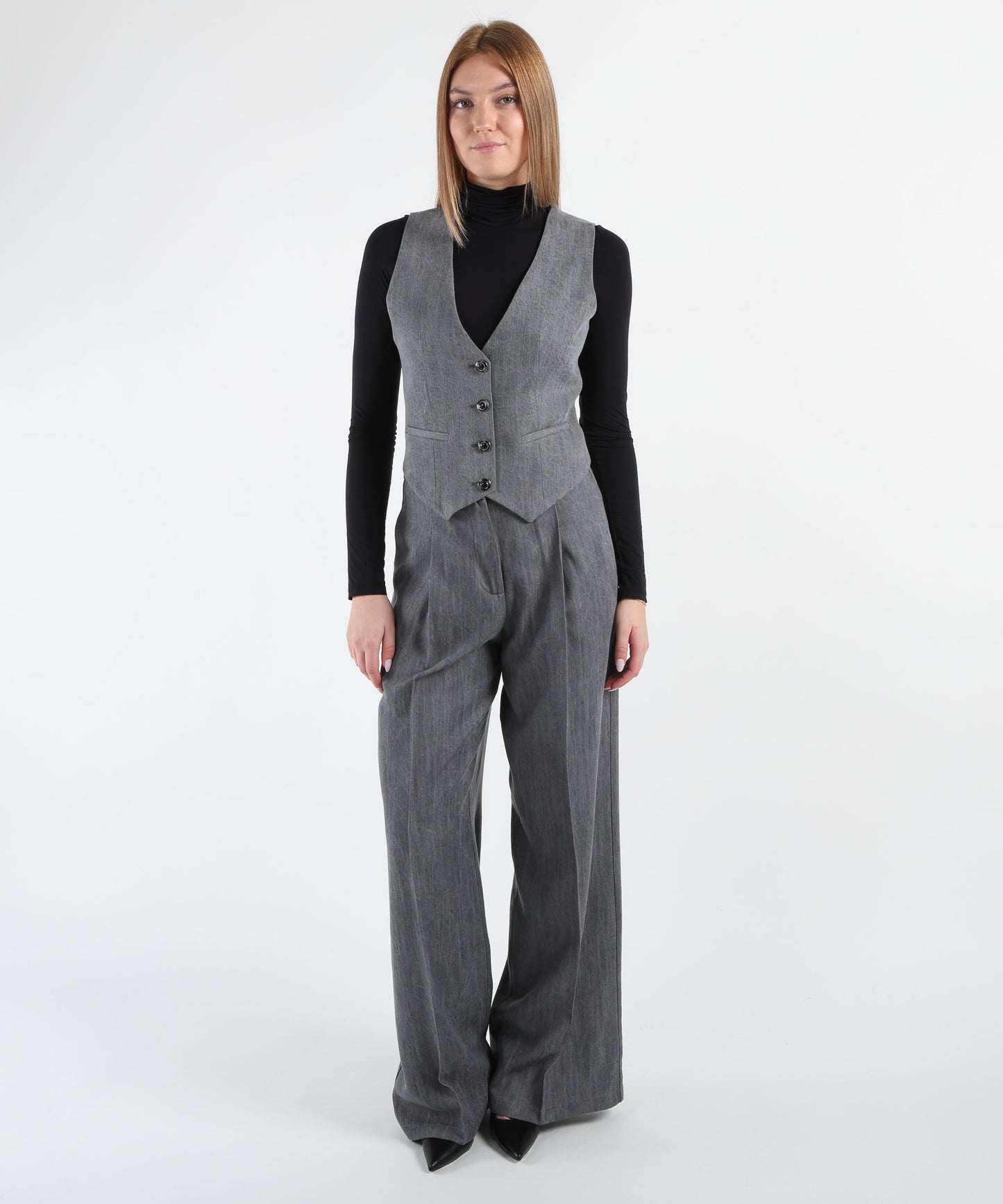 LIUJO denim Gilet in denim grigio