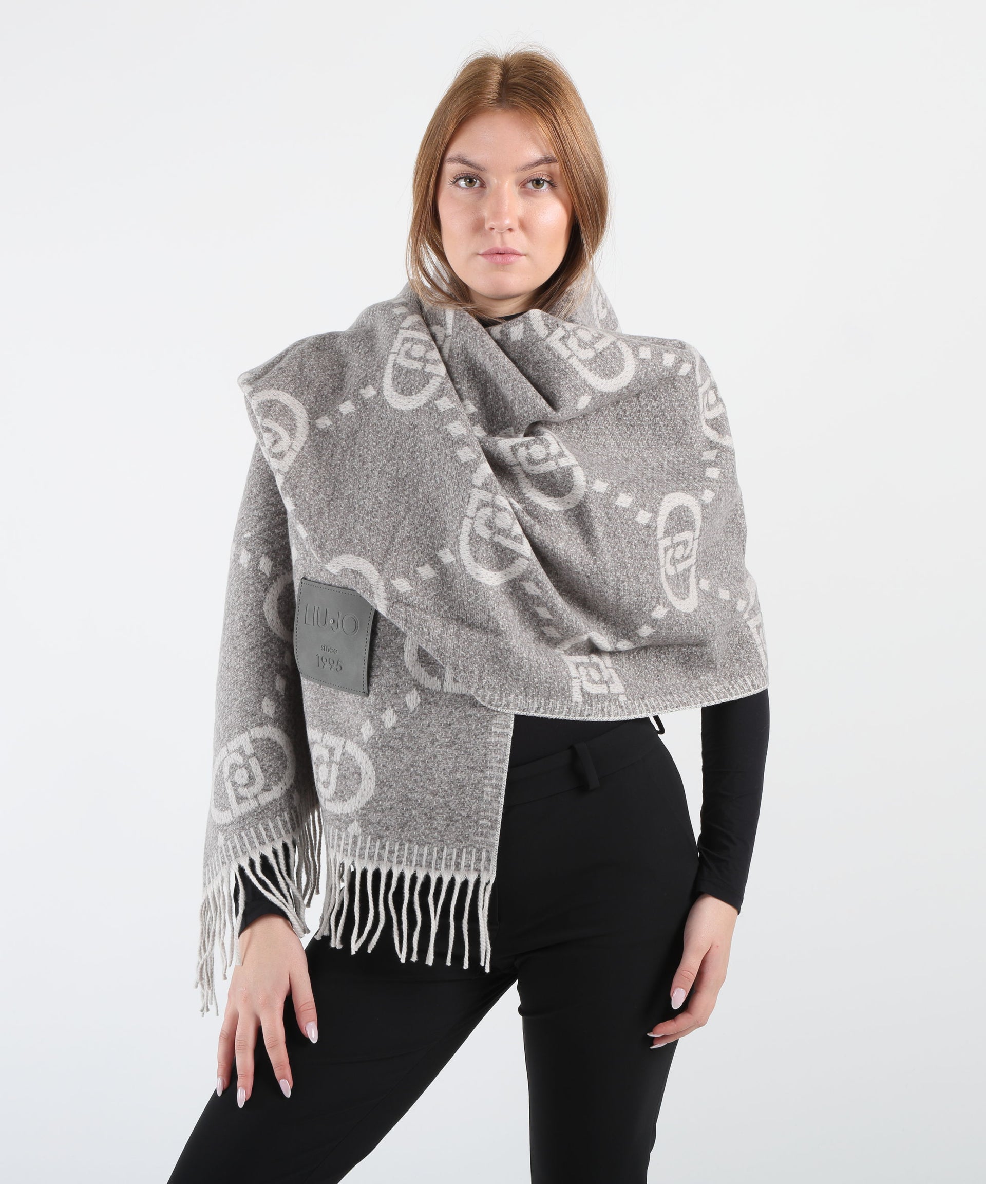 LIUJO SOFT Sciarpa con frange e logo