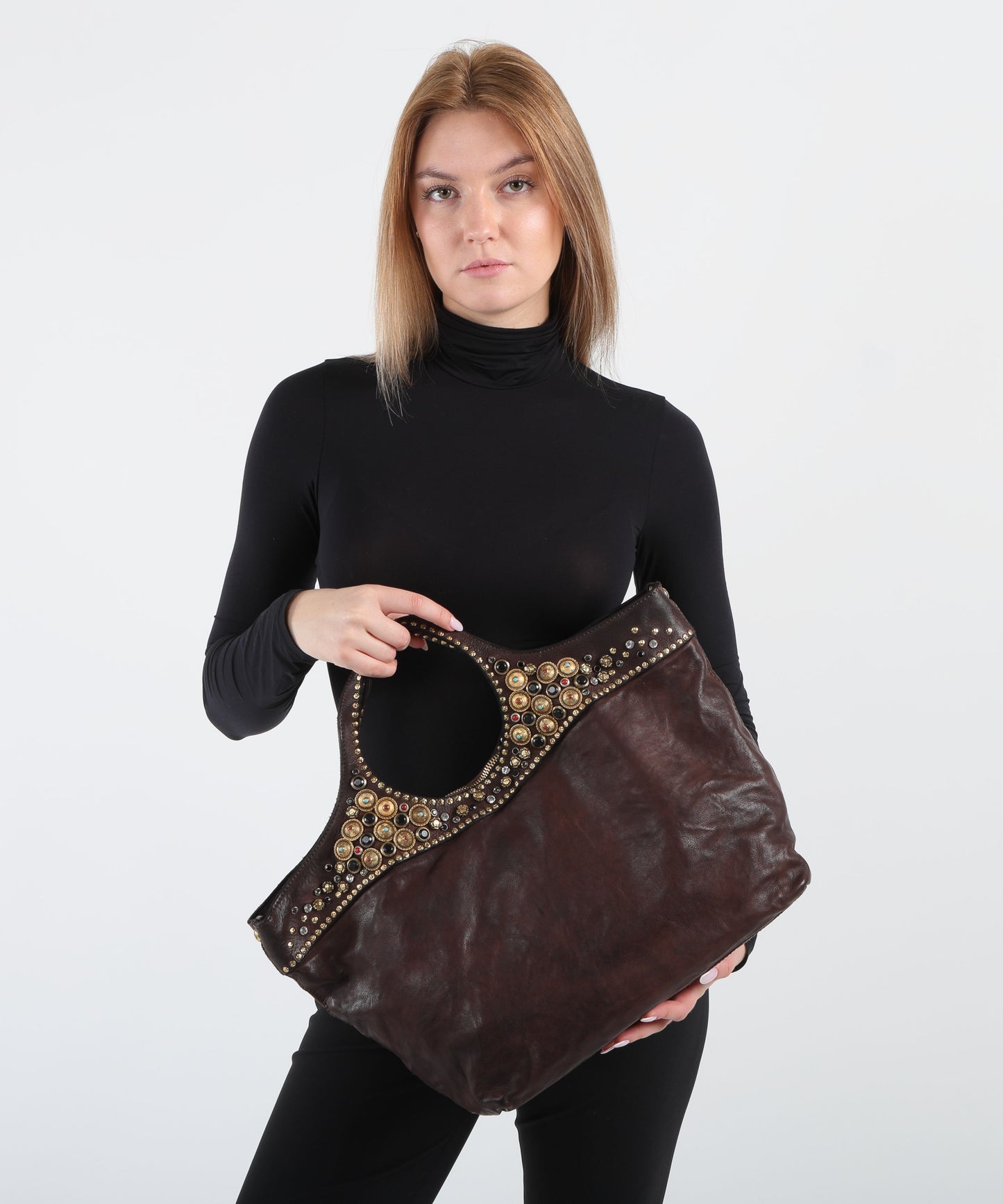 CAMPOMAGGI Shopping Bag Donna in Pelle Testa di Moro