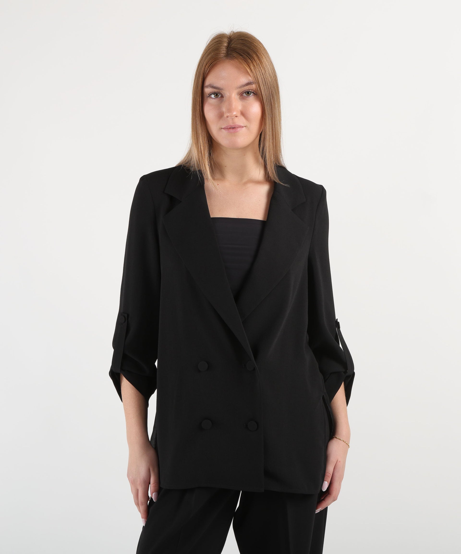 LIUJO BLACK Blazer in envers satin