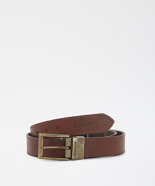 BARBOUR cintura reversibile tartan leather