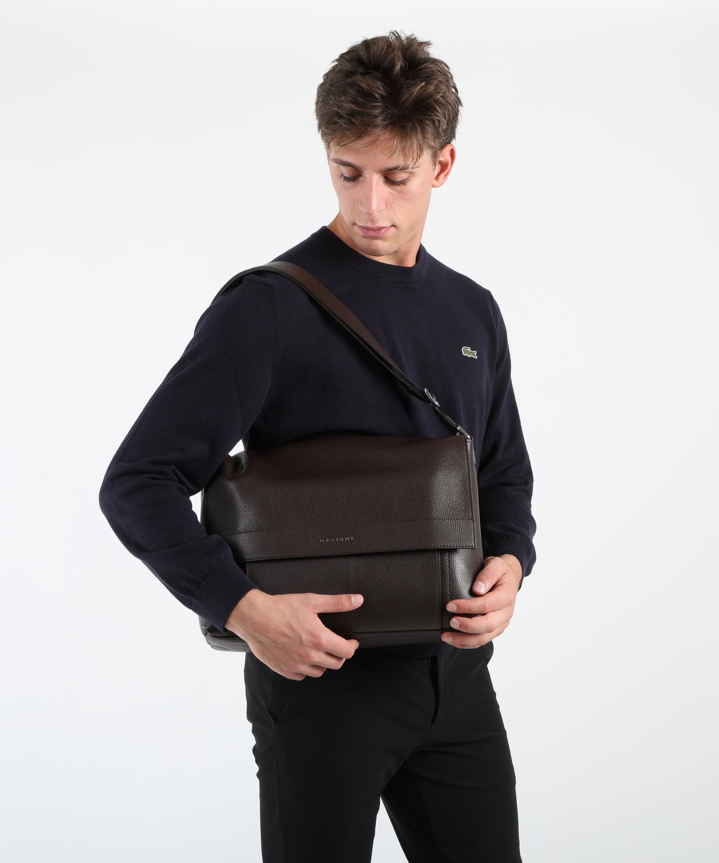 ORCIANI Micron hammered leather messenger bag