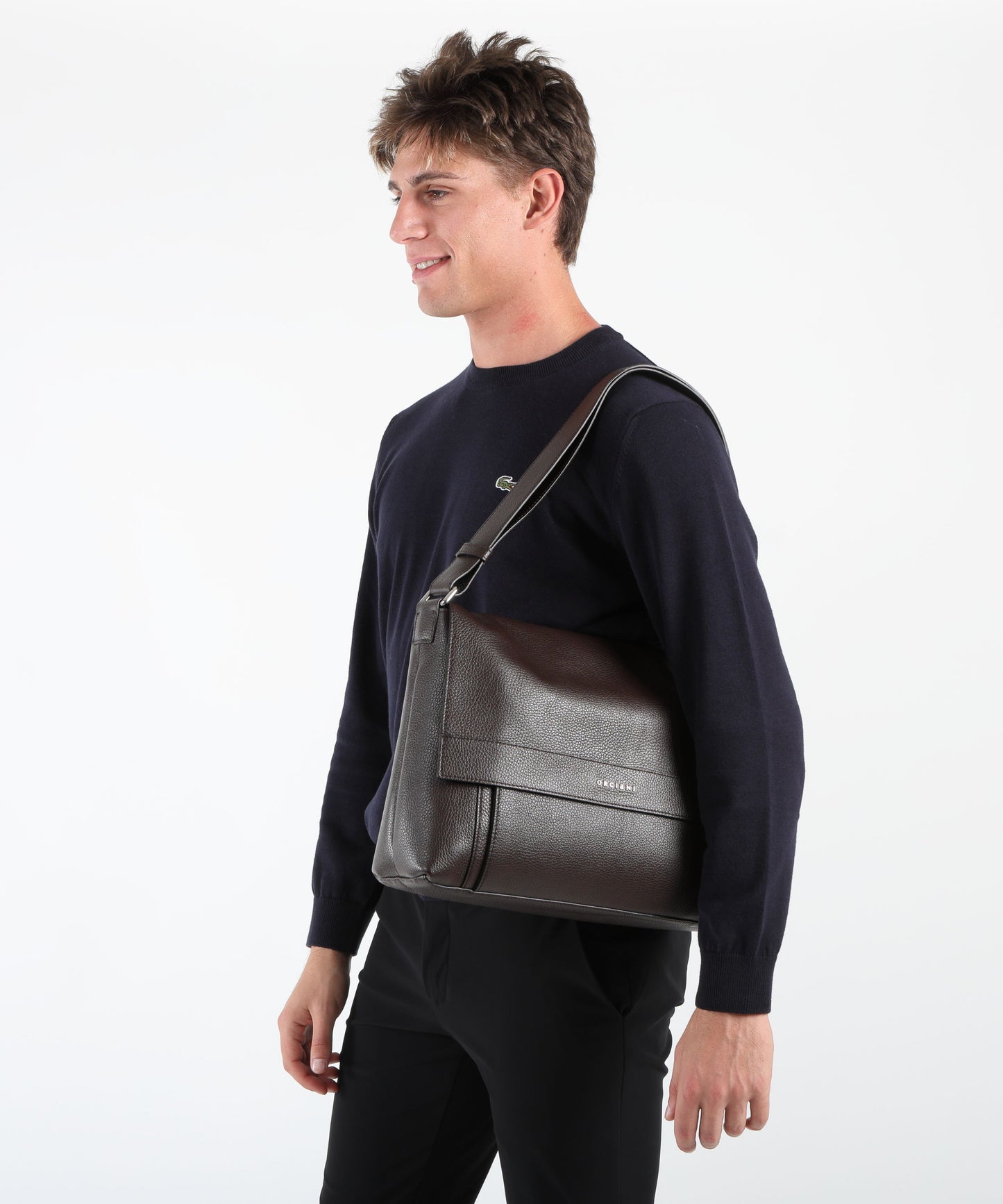 ORCIANI Micron hammered leather messenger bag