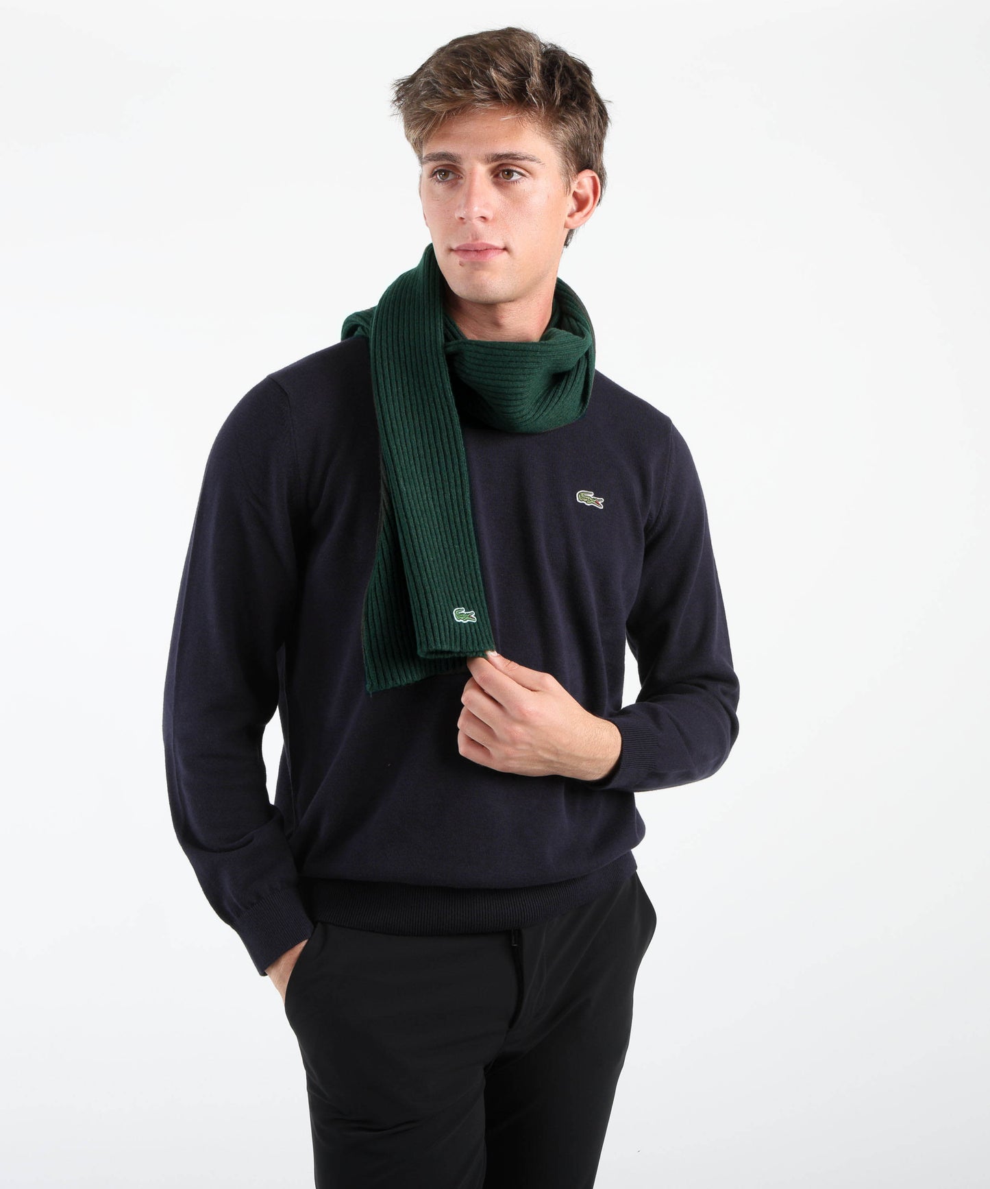 LACOSTE Sciarpa in lana a costine