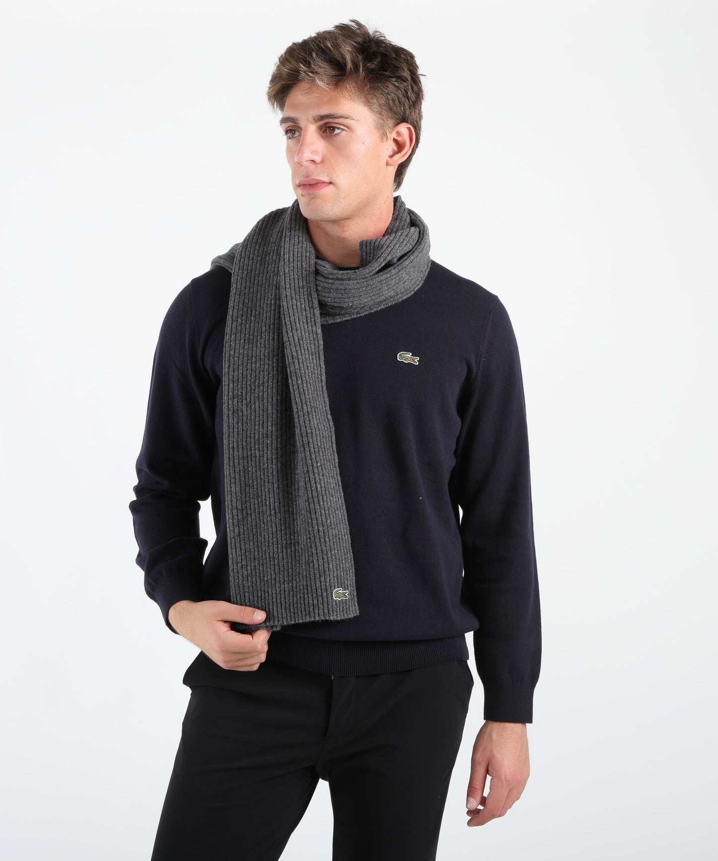 LACOSTE Sciarpa in lana a costine