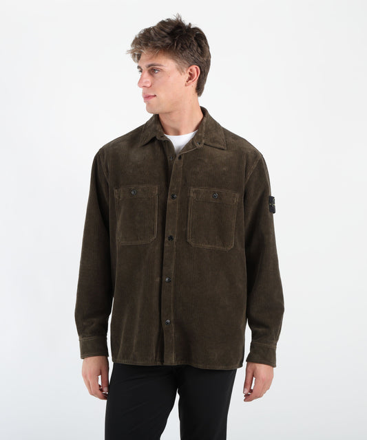 STONE ISLAND Overshirt vestibilità comfort con tasche e automatici