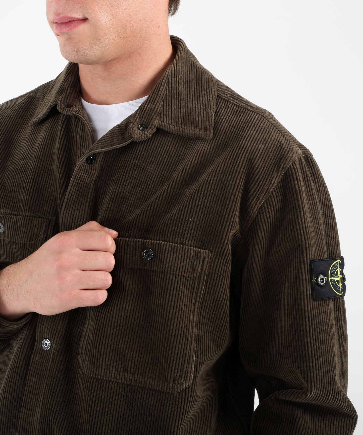 STONE ISLAND Overshirt vestibilità comfort con tasche e automatici