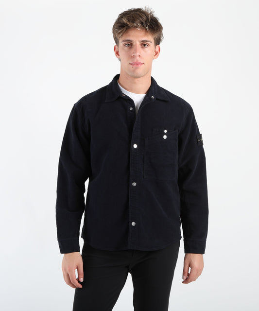 STONE ISLAND Overshirt vestibilità comfort con tasca sul petto e chiusura con automatici