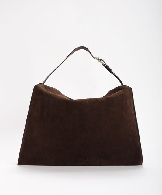 ORCIANI Borsa Trinity Peach Large a spalla in suede e cuoio