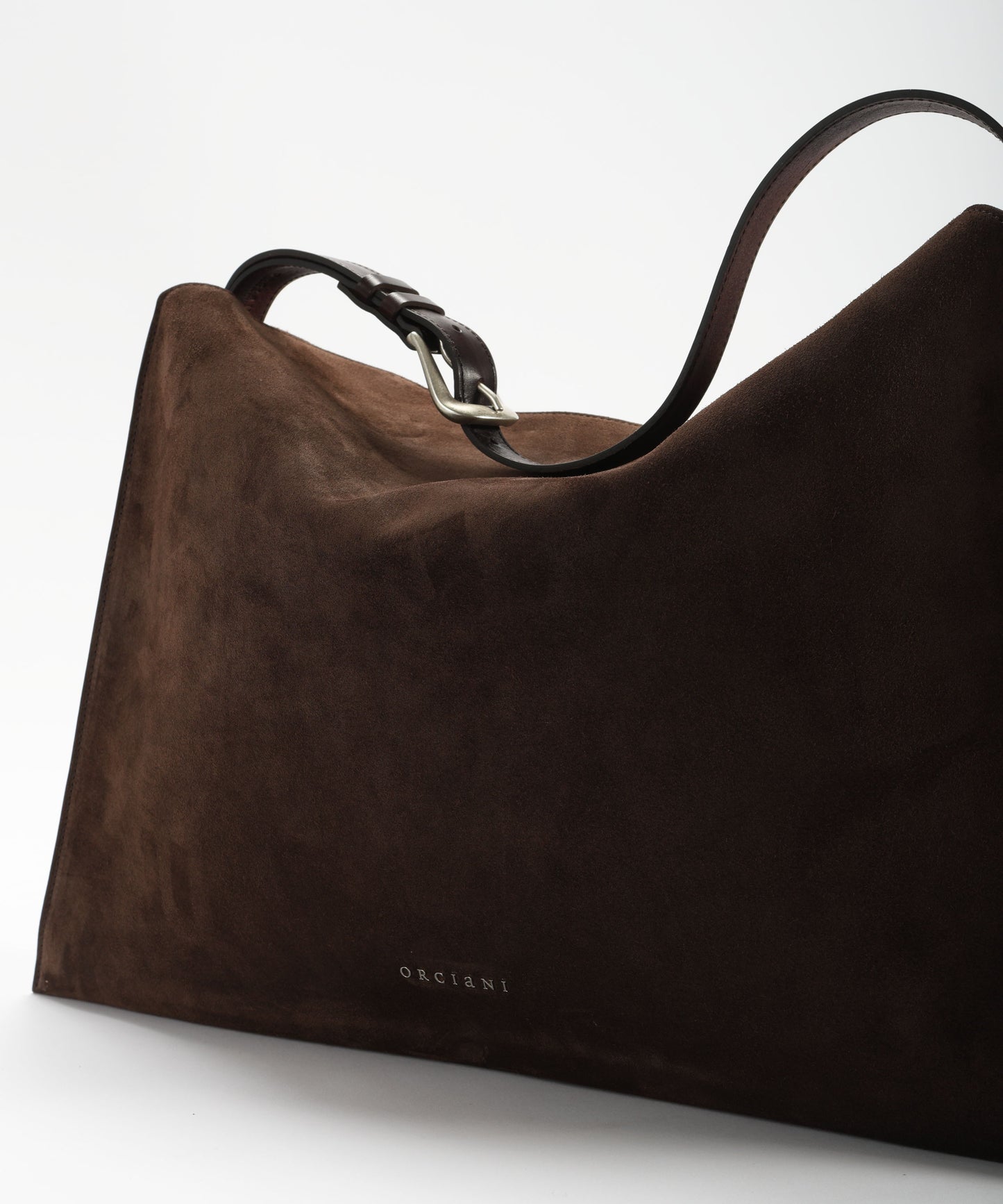 ORCIANI Borsa Trinity Peach Large a spalla in suede e cuoio