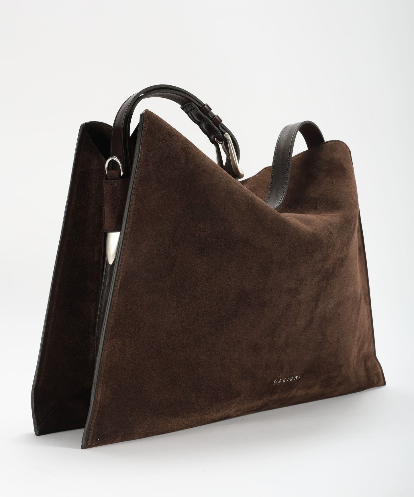 ORCIANI Borsa Trinity Peach Large a spalla in suede e cuoio