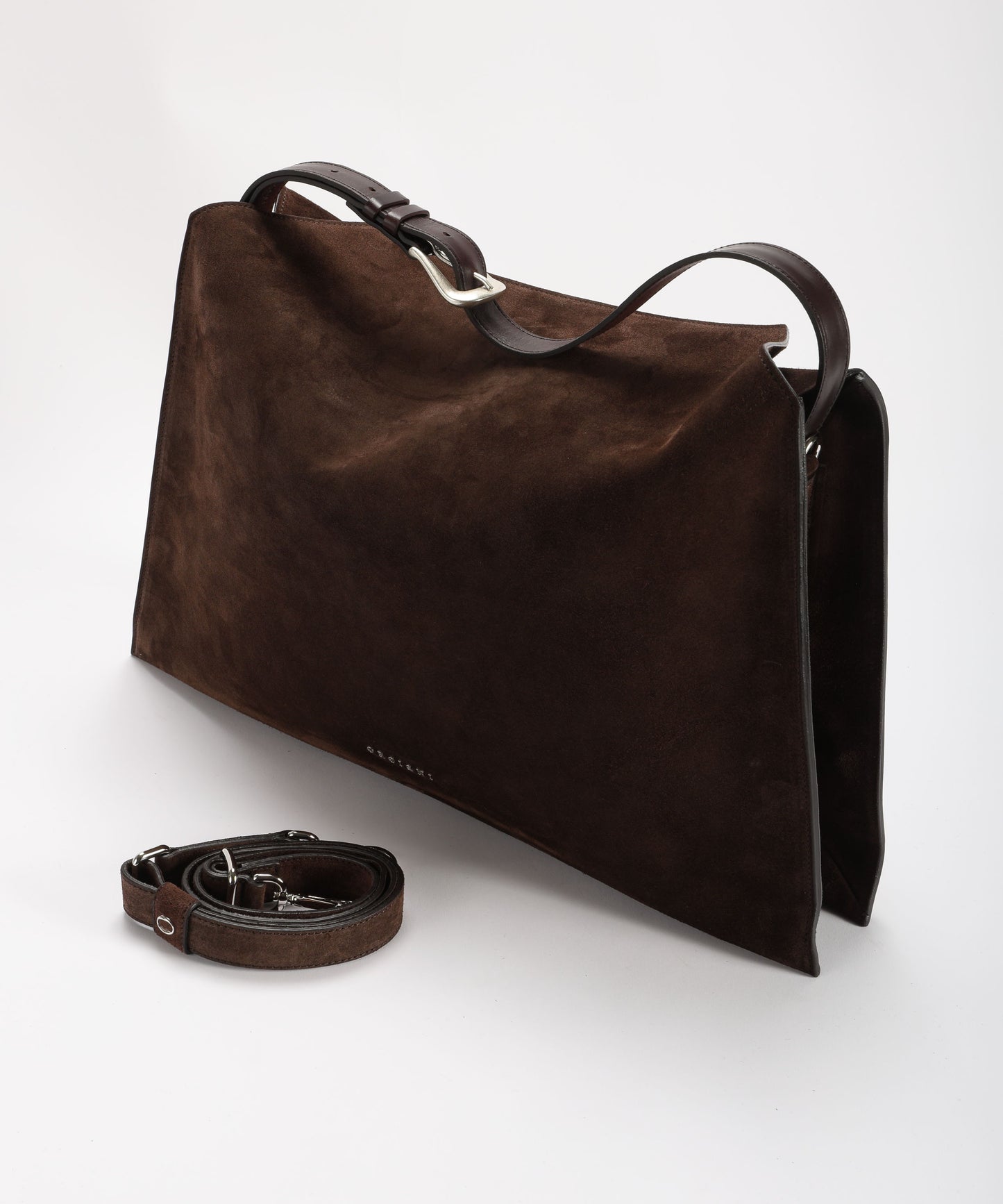 ORCIANI Borsa Trinity Peach Large a spalla in suede e cuoio