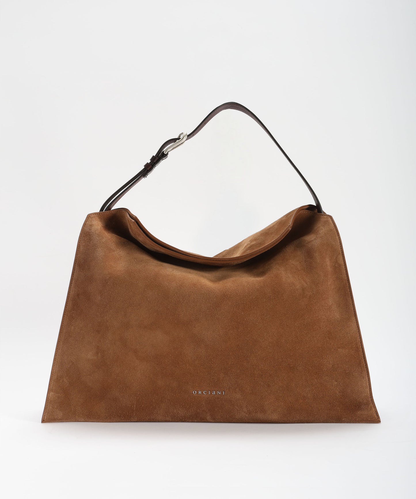 ORCIANI Borsa Trinity Peach Large a spalla in suede e cuoio