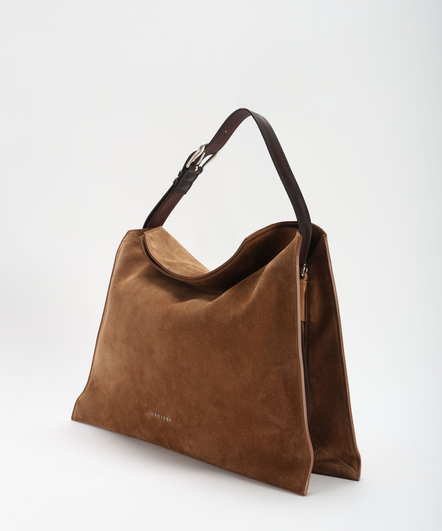 ORCIANI Borsa Trinity Peach Large a spalla in suede e cuoio