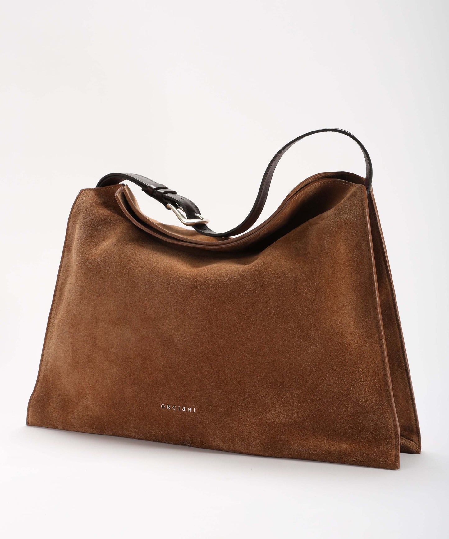 ORCIANI Borsa Trinity Peach Large a spalla in suede e cuoio