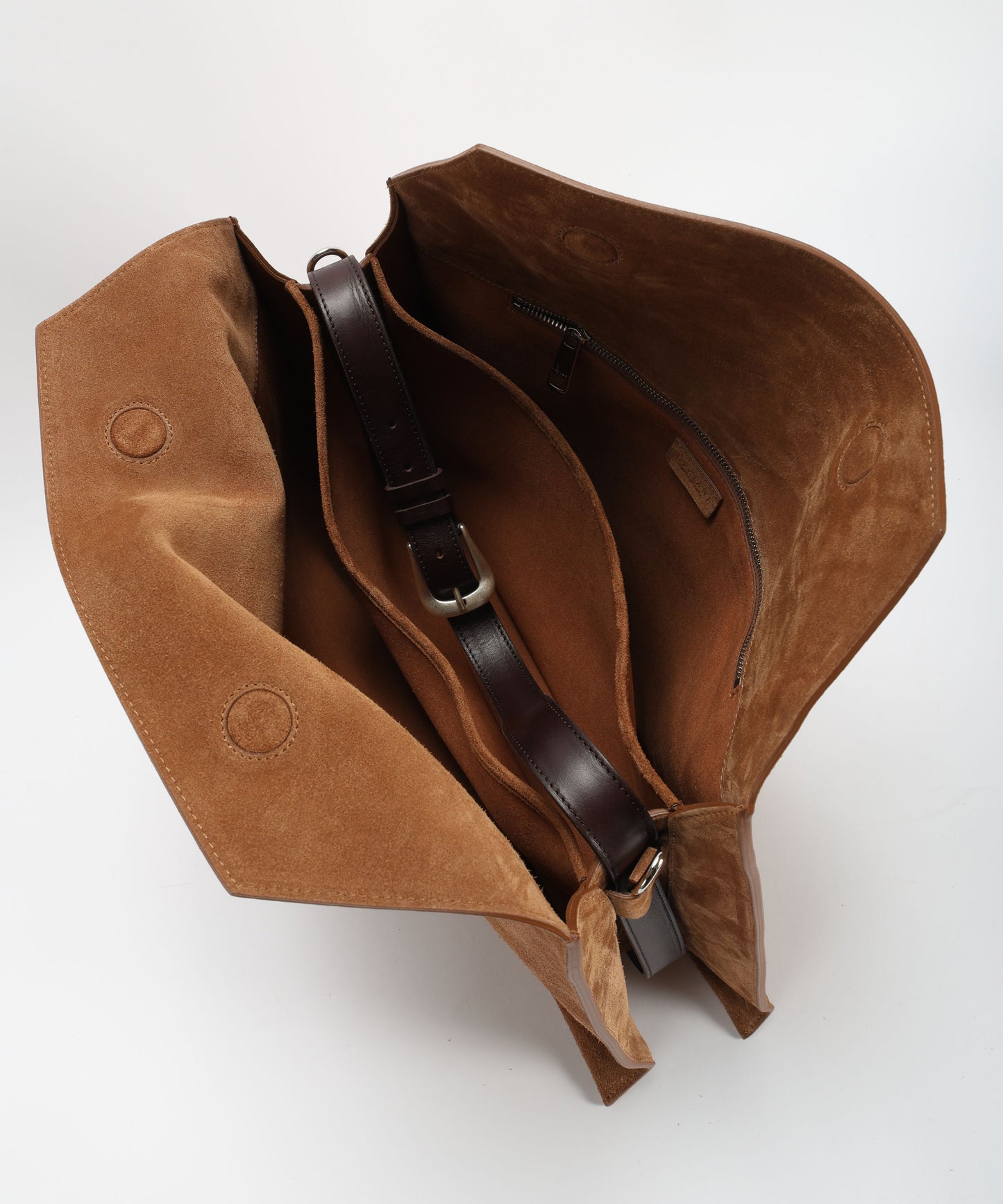 ORCIANI Borsa Trinity Peach Large a spalla in suede e cuoio