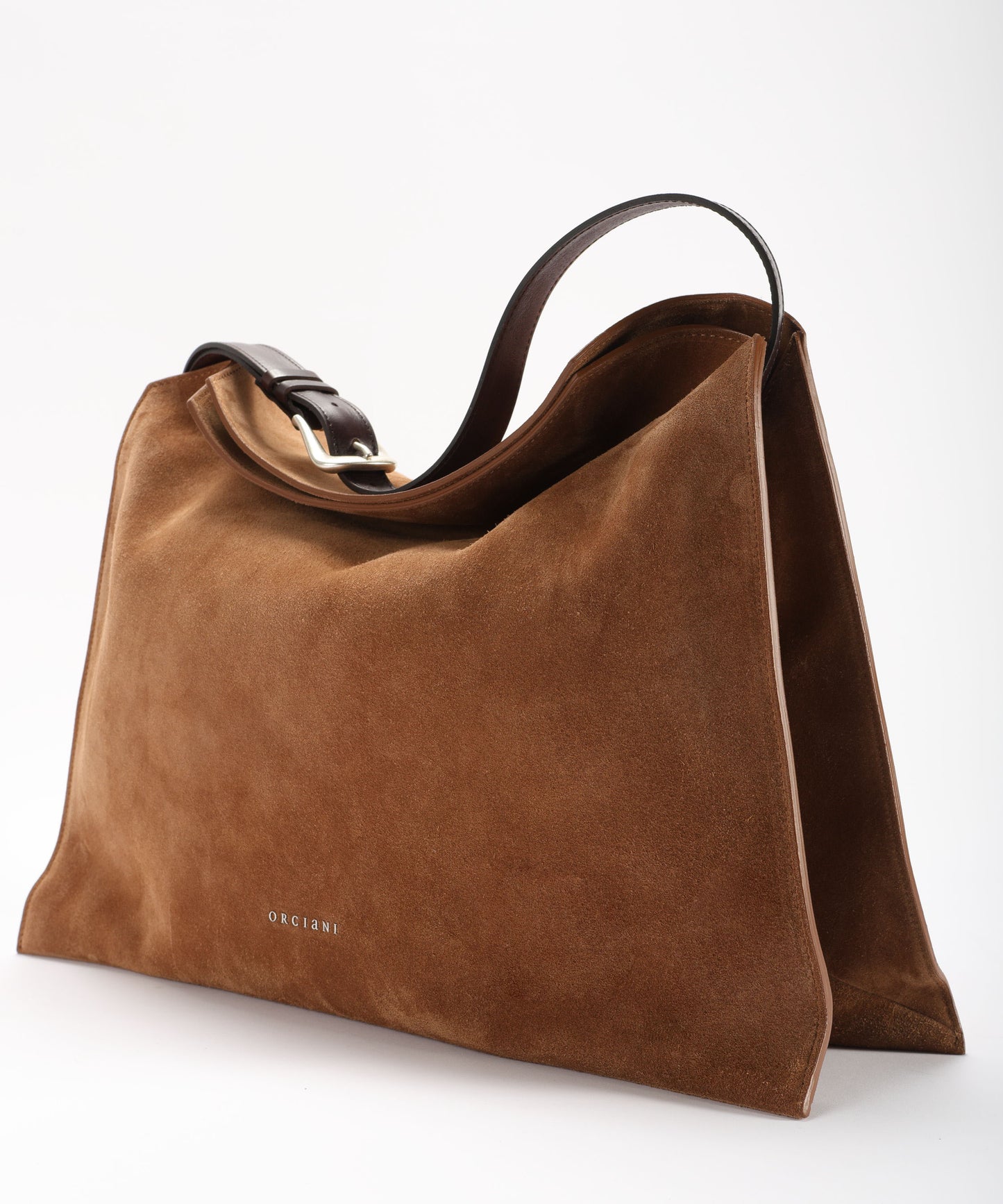 ORCIANI Borsa Trinity Peach Large a spalla in suede e cuoio