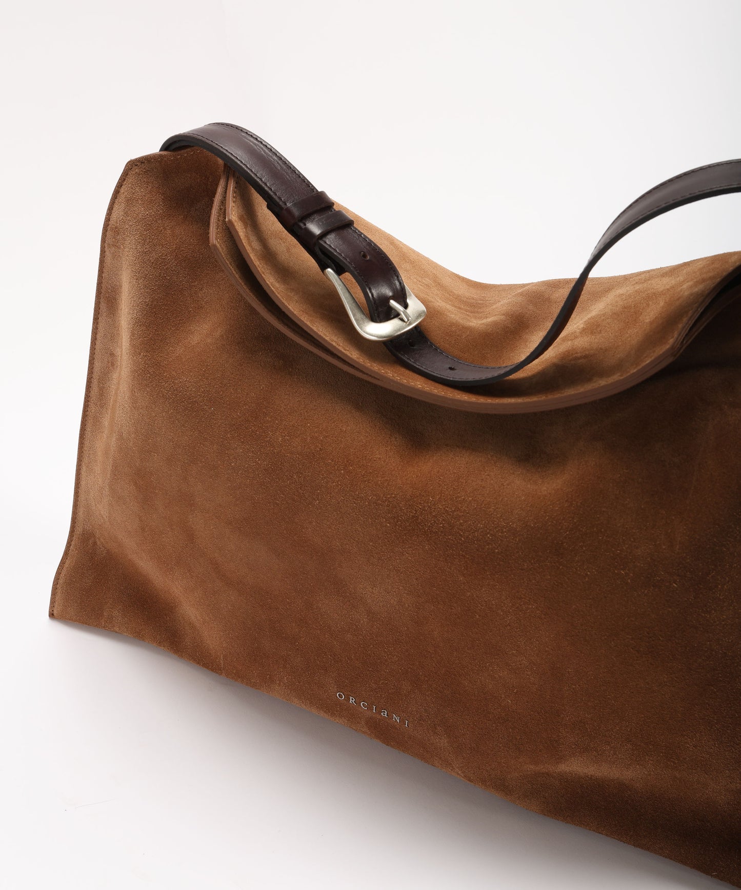 ORCIANI Borsa Trinity Peach Large a spalla in suede e cuoio