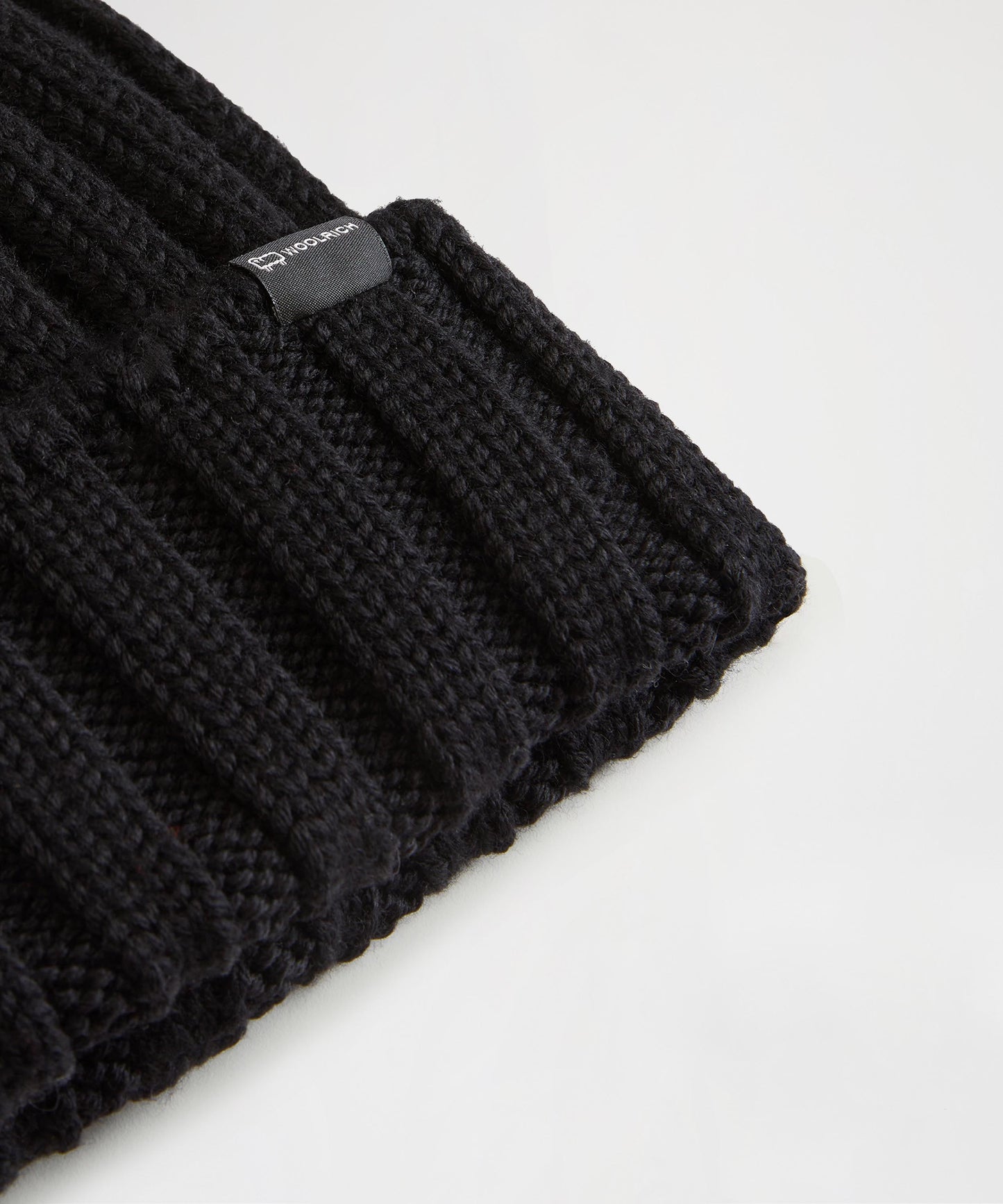 WOOLRICH Knitted Beanie with Logo and Pompom