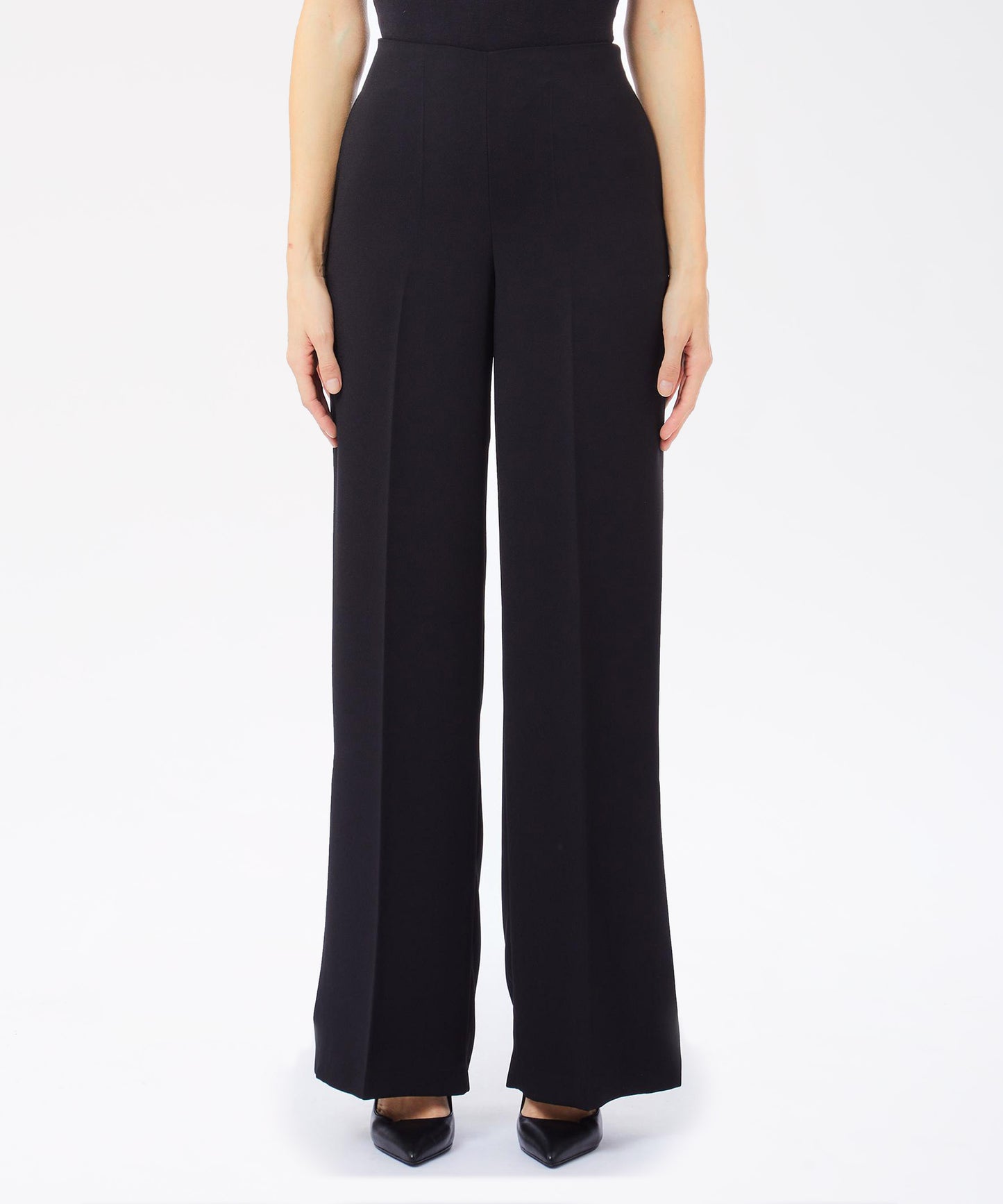 LIUJO BLACK Palazzo Pants in Reversed Satin