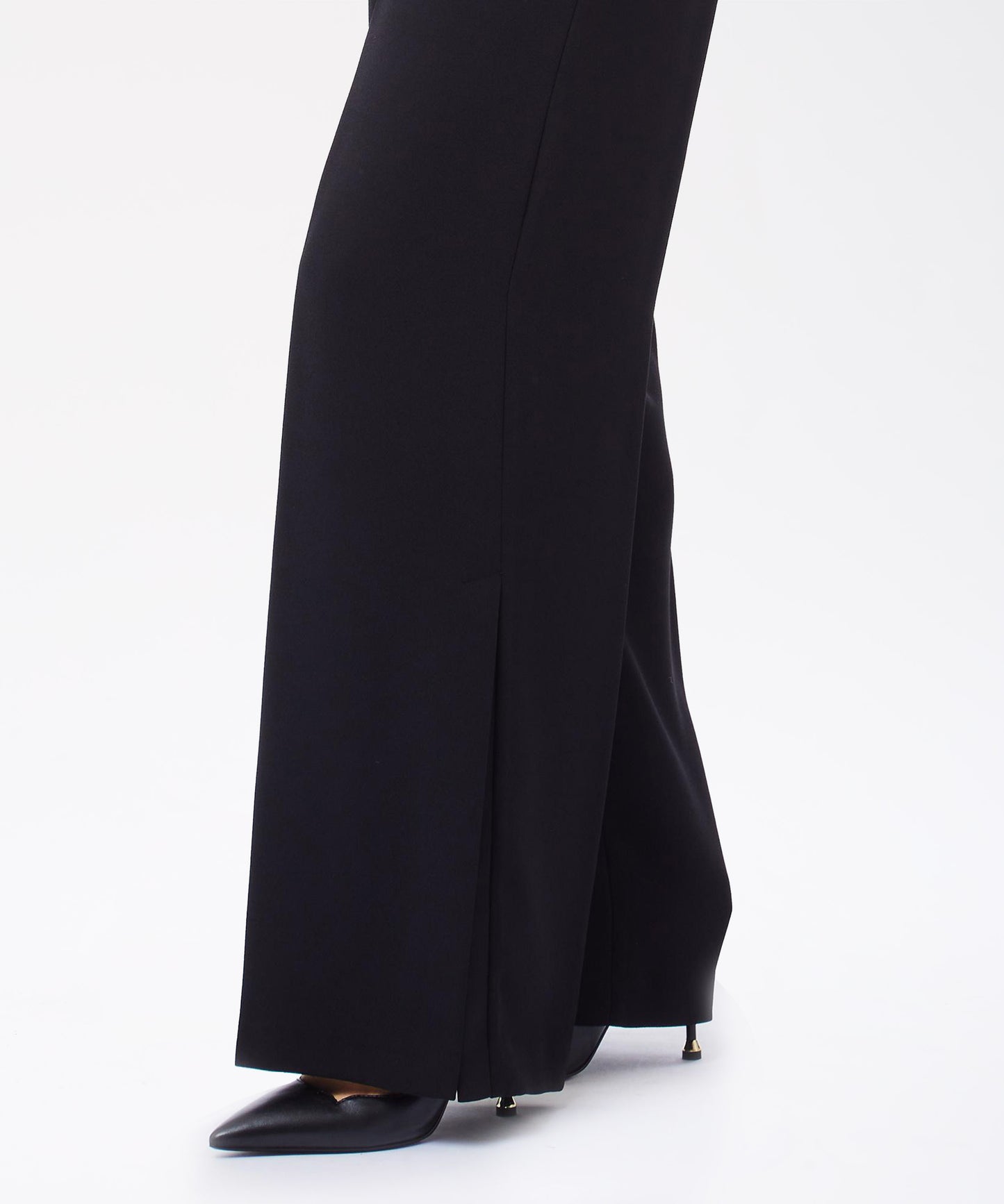 LIUJO BLACK Palazzo Pants in Reversed Satin