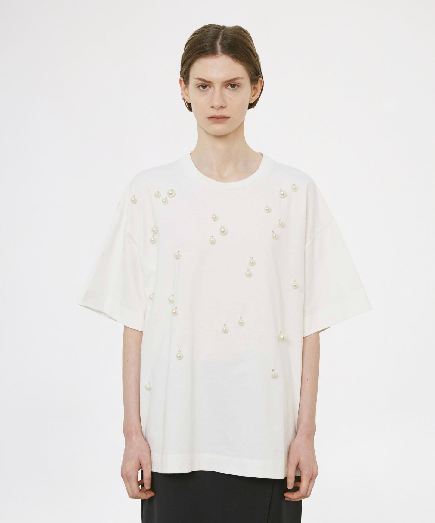 MEIMEI T-shirt con perle applicate