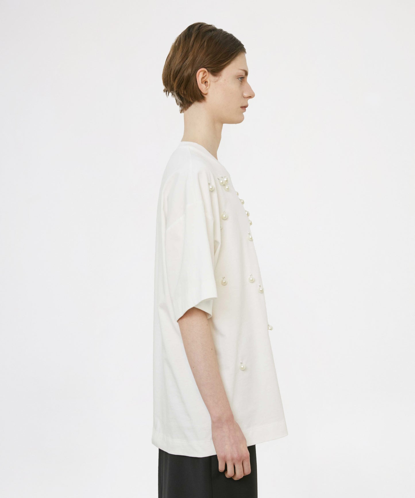 MEIMEI T-shirt con perle applicate