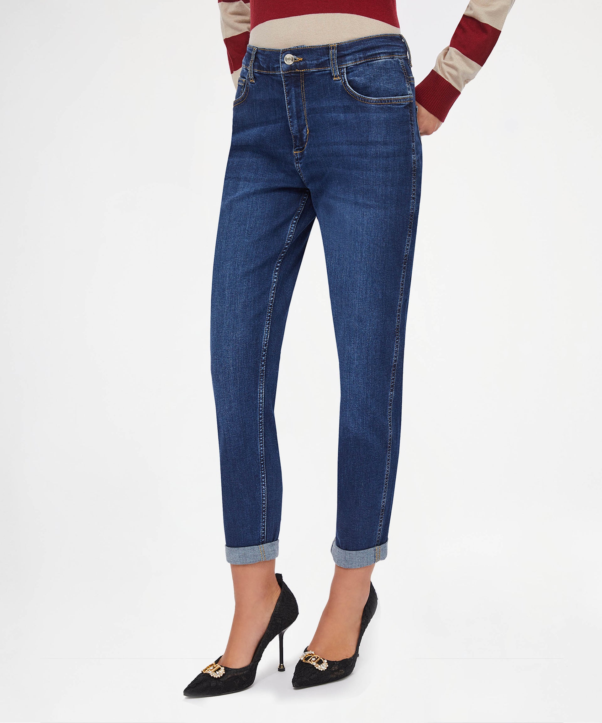 LIUJO denim jeans carrot fit a vita alta