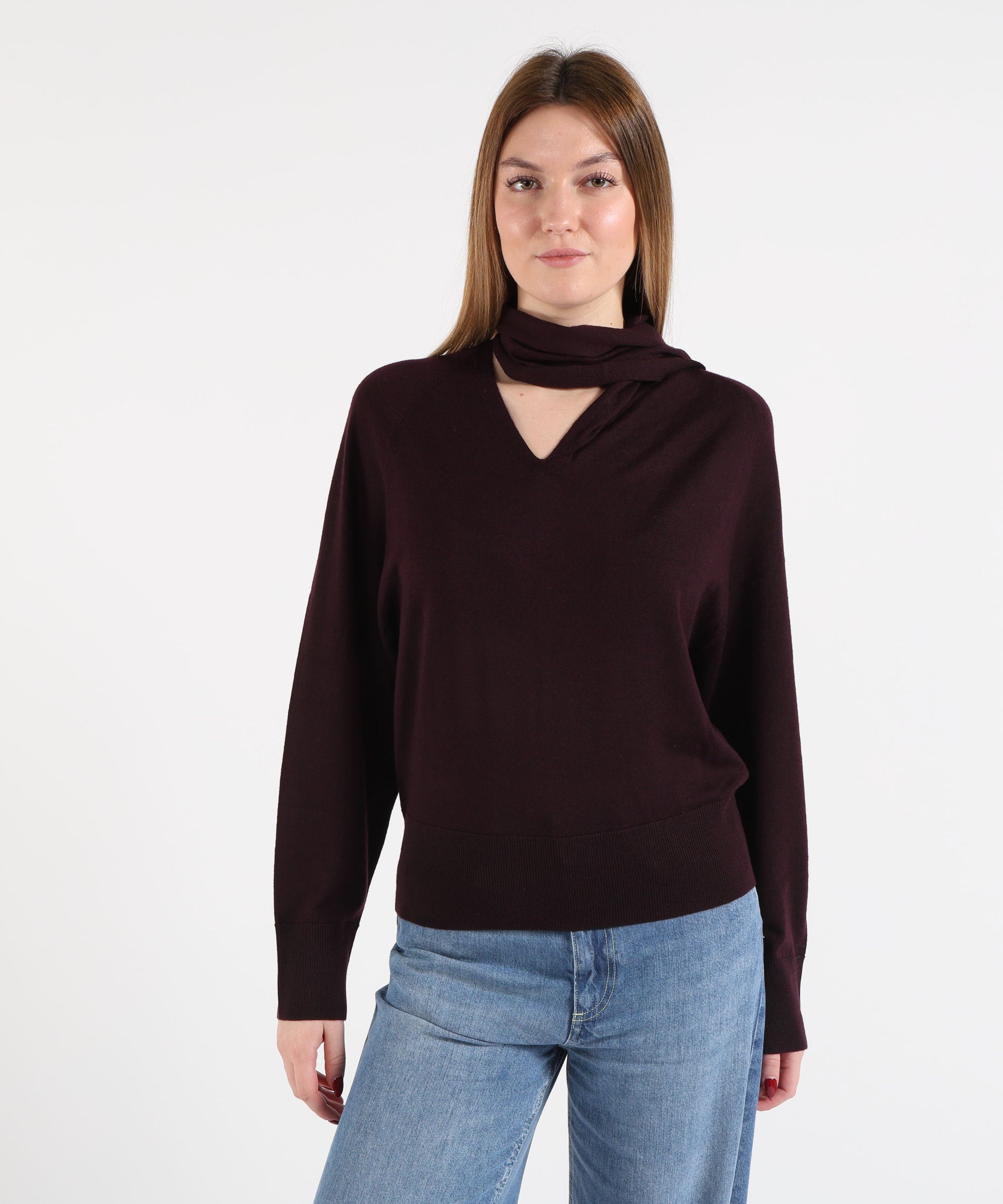 MEIMEI Pullover Donna Meimeij con Motivo Foulard e Scollo a V