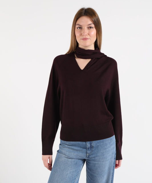 MEIMEI Pullover Donna Meimeij con Motivo Foulard e Scollo a V