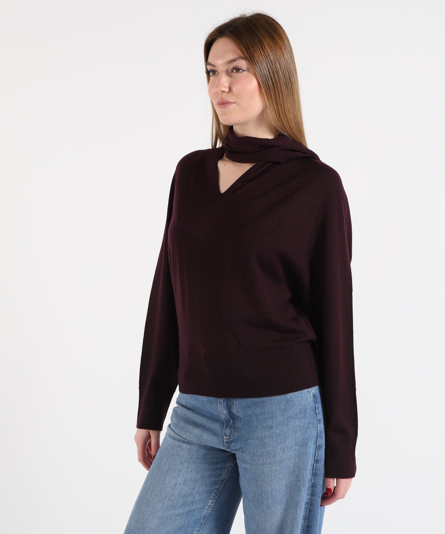 MEIMEI Pullover Donna Meimeij con Motivo Foulard e Scollo a V