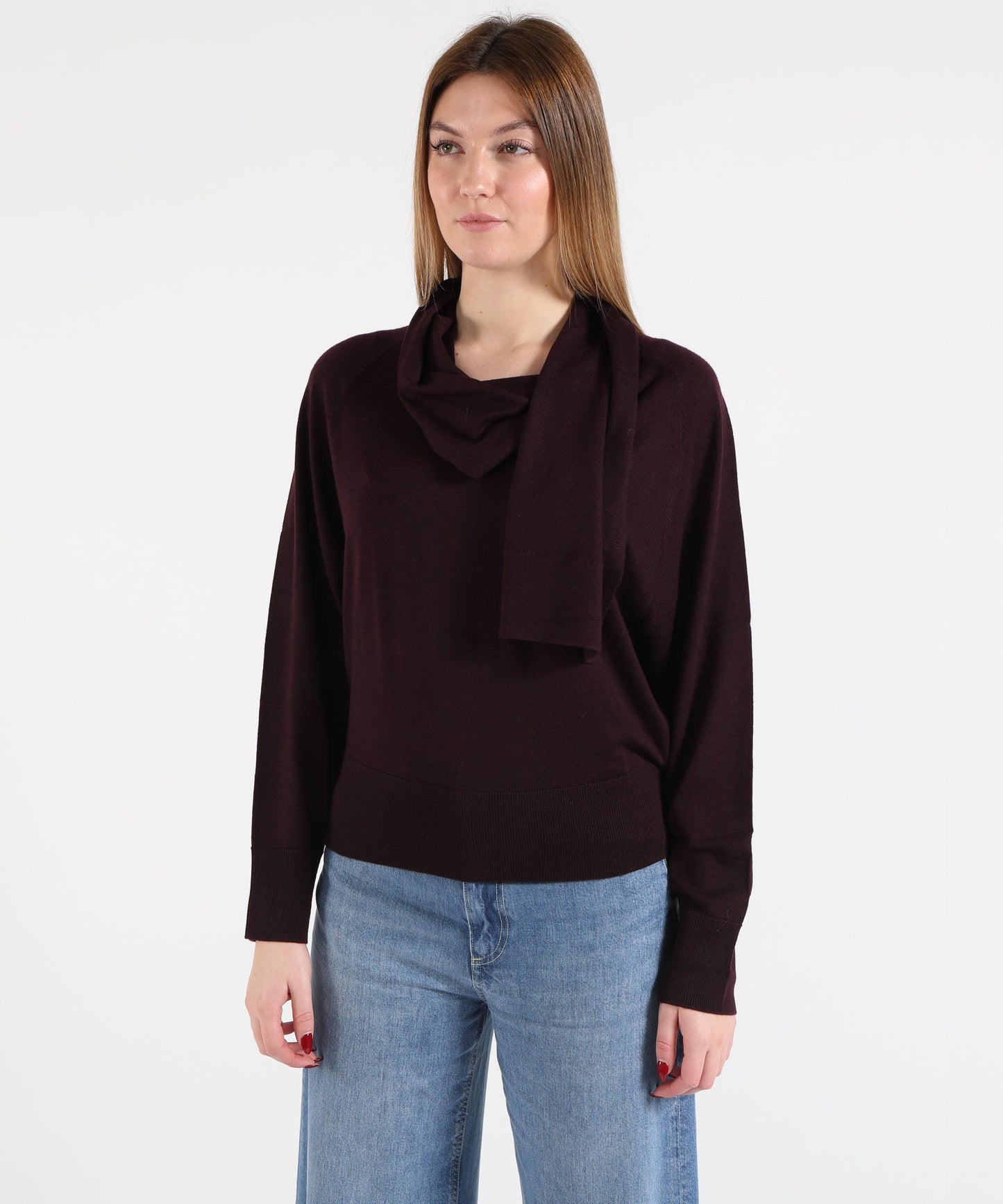 MEIMEI Pullover Donna Meimeij con Motivo Foulard e Scollo a V