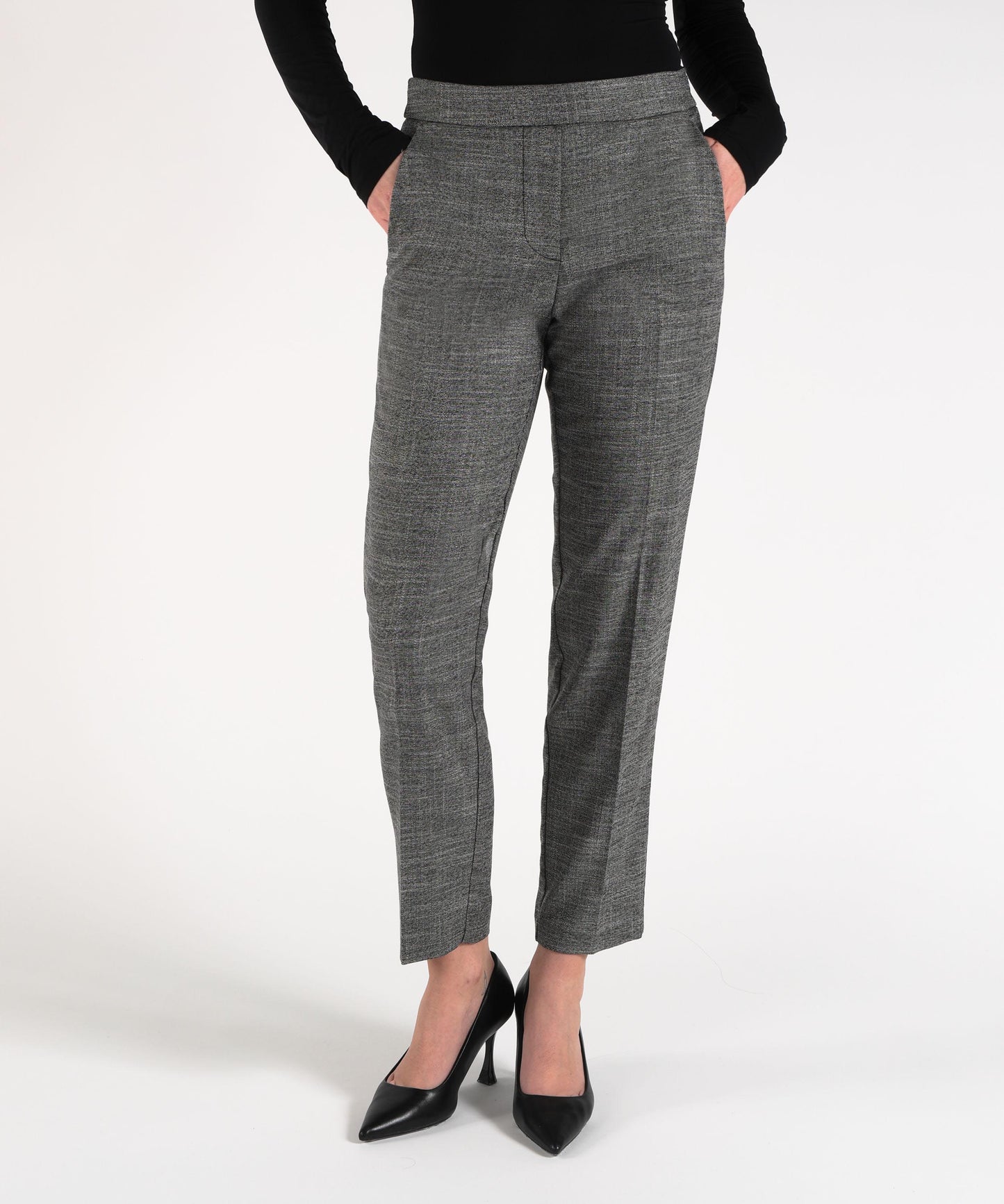 KAOS Women’s Cigarette Pants with Elastic Waist and Side Zipper