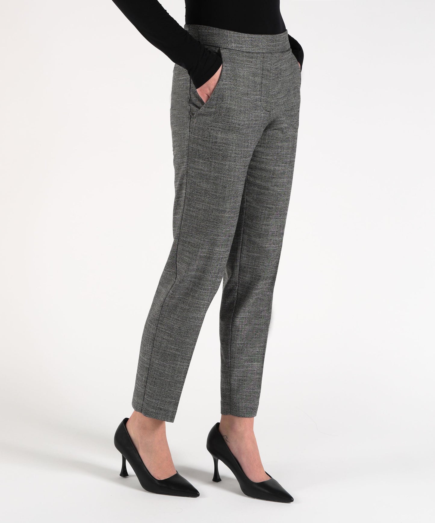 KAOS Women’s Cigarette Pants with Elastic Waist and Side Zipper