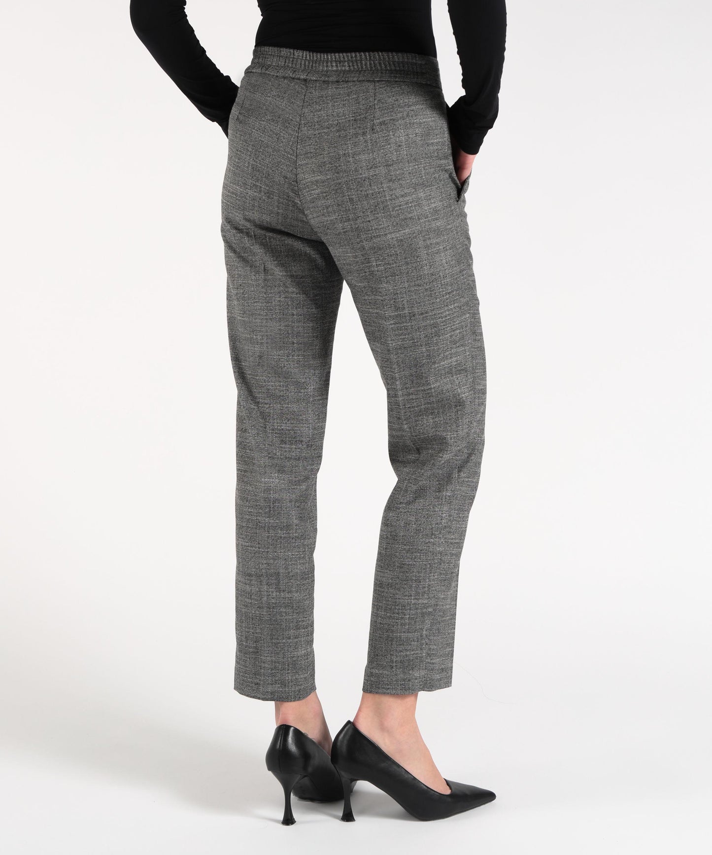 KAOS Women’s Cigarette Pants with Elastic Waist and Side Zipper