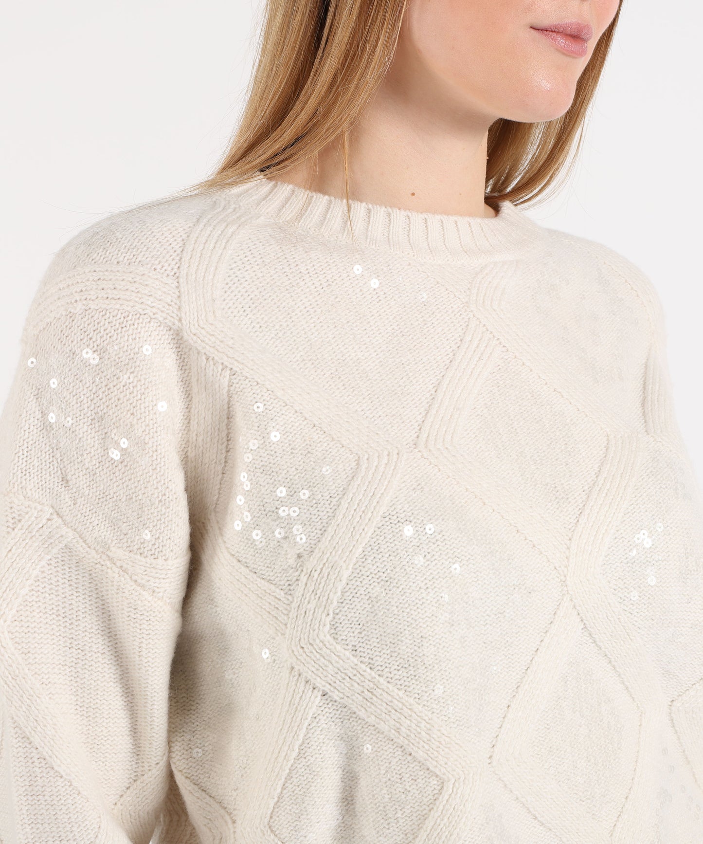 KAOS Maglia Donna Over in Lana con Ricamo di Paillettes