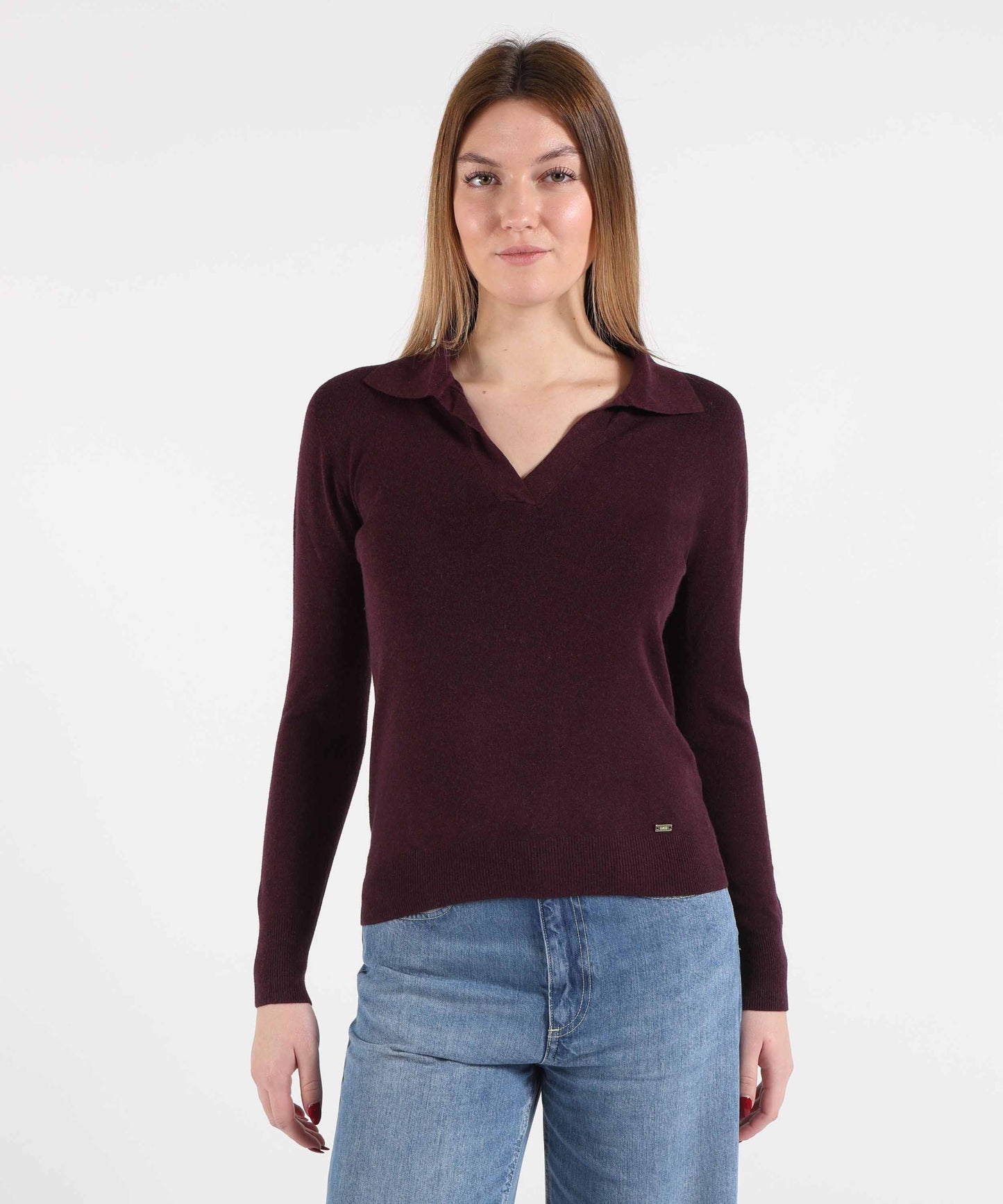 KAOS Polo Donna a Maniche Lunghe in Maglia