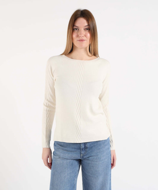 KAOS Maglia Donna con Scollo a Barchetta e Motivo Diagonale