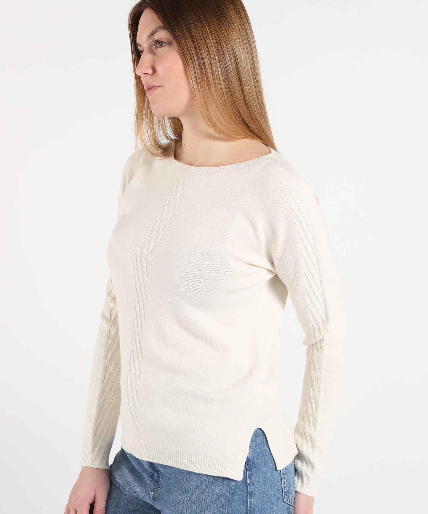 KAOS Maglia Donna con Scollo a Barchetta e Motivo Diagonale