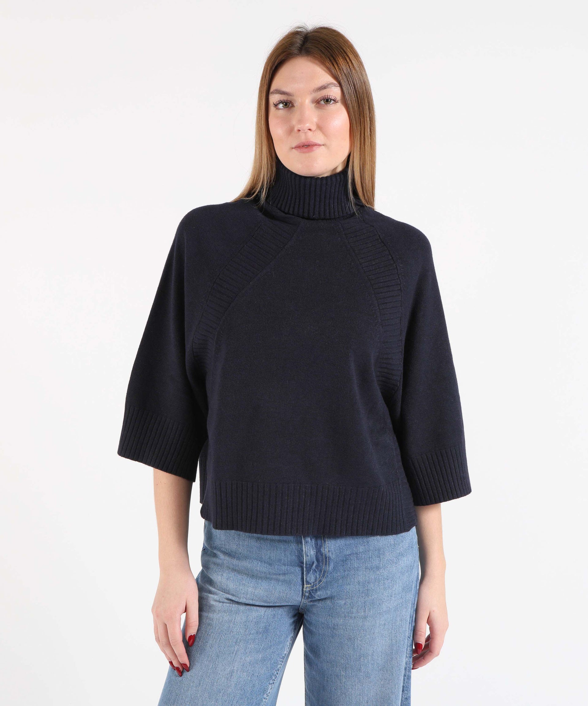 KAOS Maglione Donna Over a Collo Alto