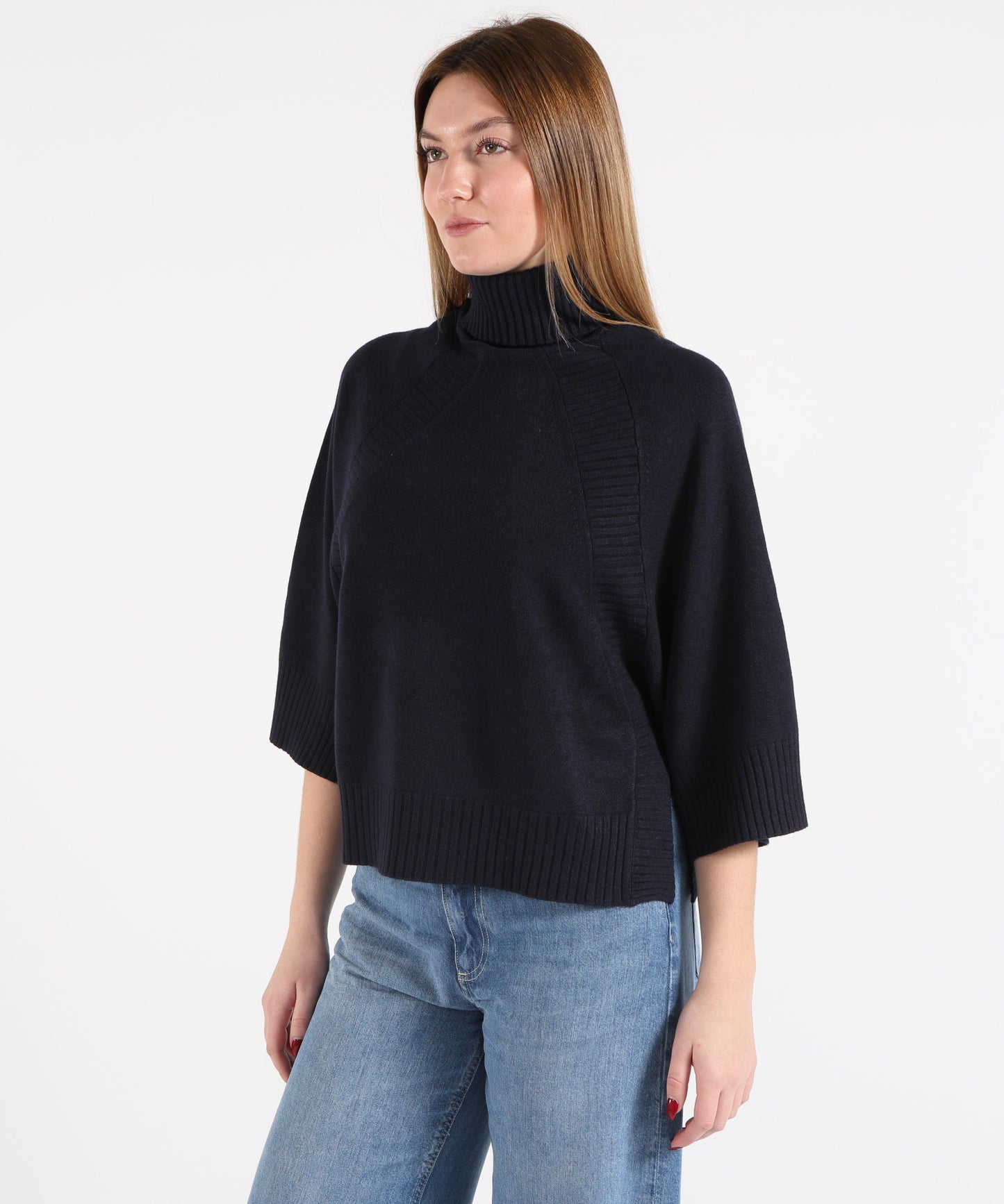 KAOS Maglione Donna Over a Collo Alto