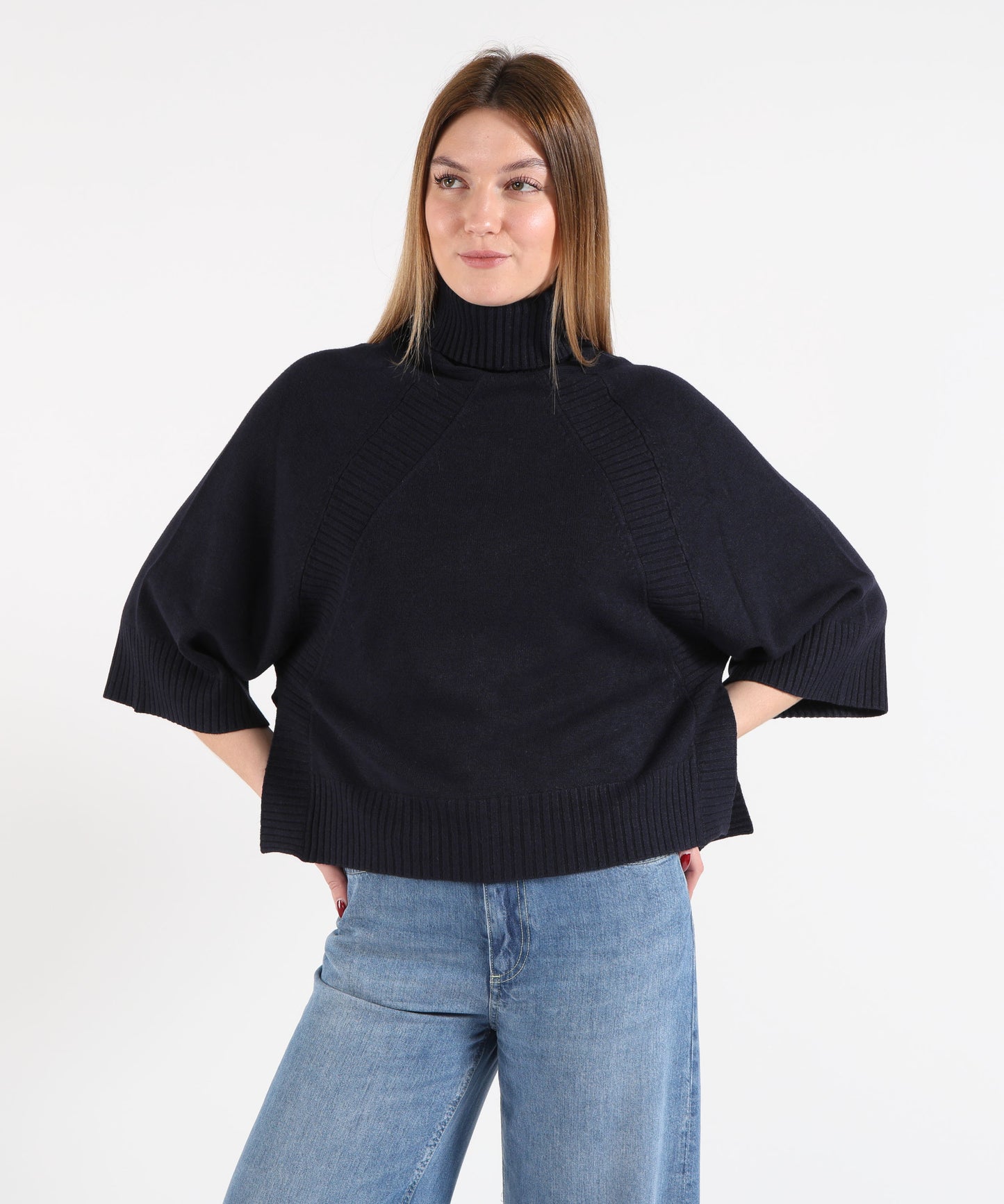 KAOS Maglione Donna Over a Collo Alto