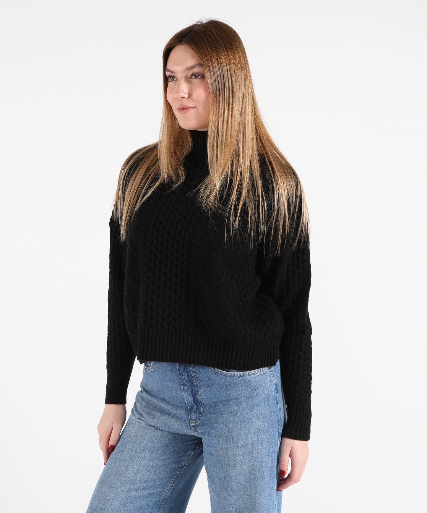 KAOS Women’s Kaos Cable Knit Turtleneck Sweater